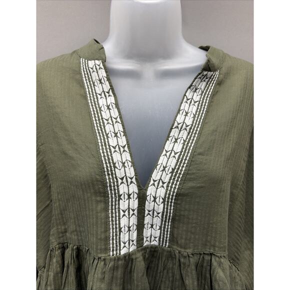 Banana Republic Women's Green Flutter Sleeve Blouse Boho Whimsy Lagenlook L - Picture 4 of 8